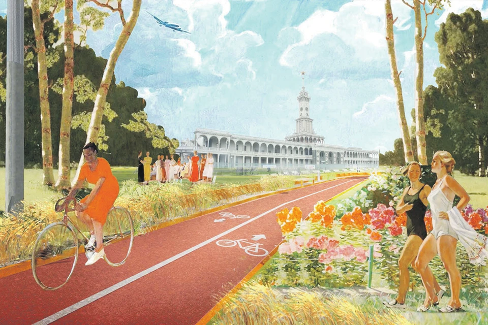 Архитекторы даже эскизы будущего парка нарисовали в стиле картин соцреализма. Фото: Бюро Kleinewelt Architekten и Citizenstudio/Горожане