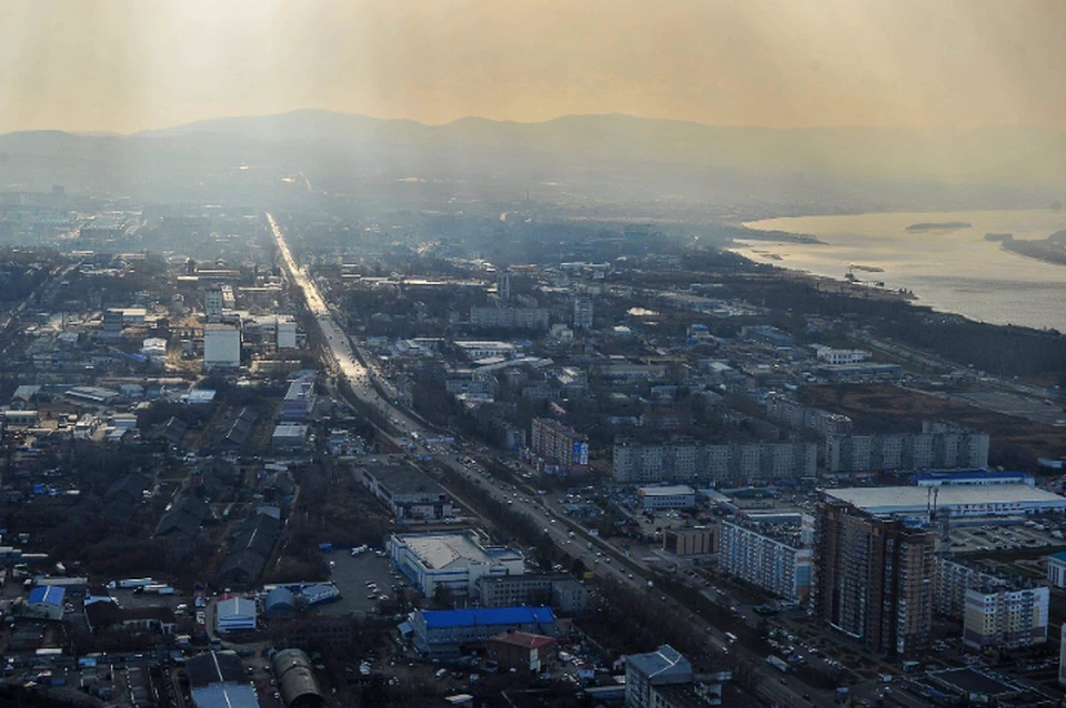 Хабаровск в дыму из-за пожаров в Китае