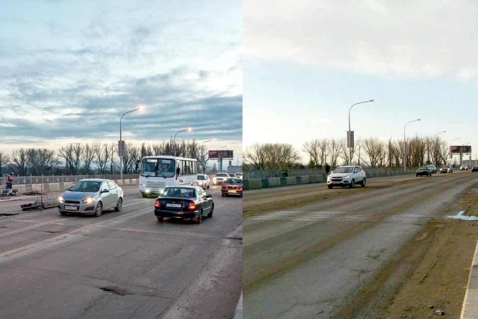 На фото Тургеневский мост 9 января (слева) и в день открытия после ремонта.