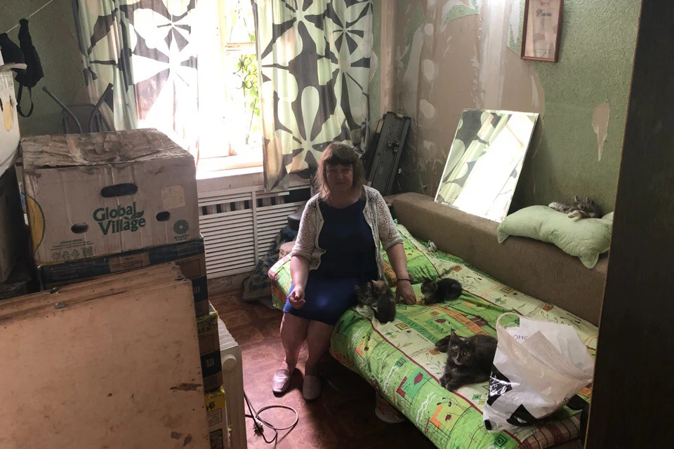 Нижегородка с 16 кошками второй год замерзает в расселенном доме на Бору