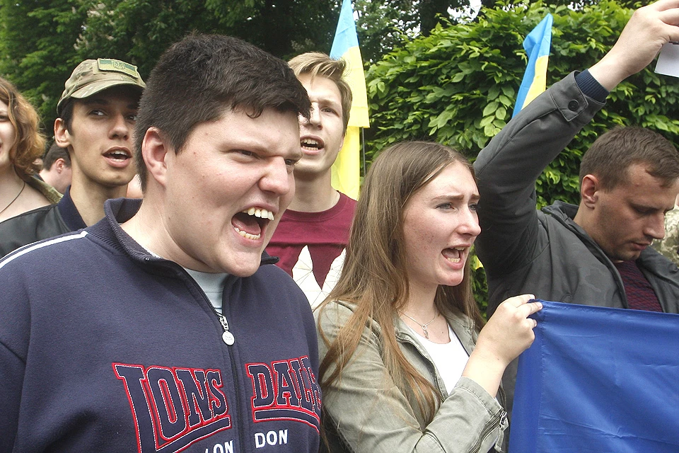 Во время акции украинских националистов 9 мая 2018 г.