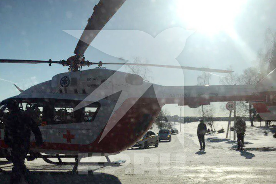 Экипаж дежурного санитарного вертолёта вылетел в поселение Щапово в ТиНАО, где произошло ДТП