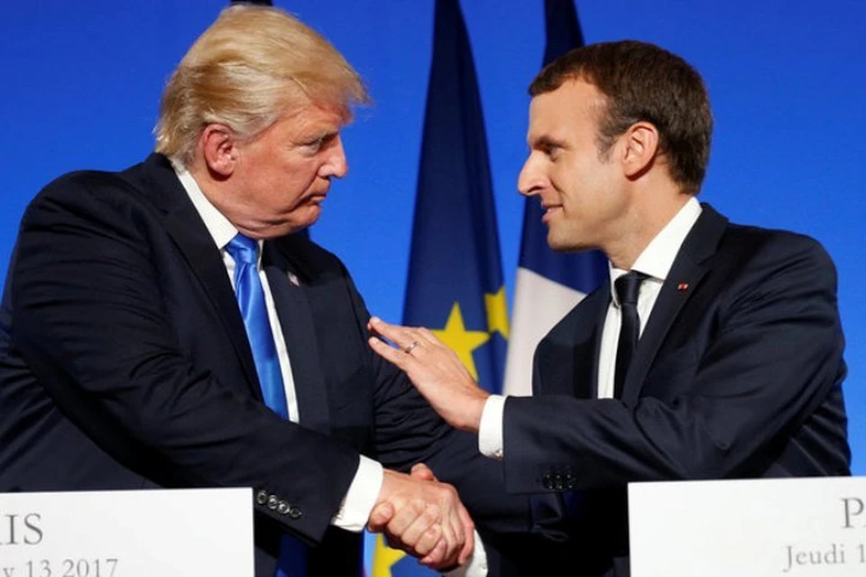 Президенты Франции и США Эммануэль Макрон и Дональд Трамп