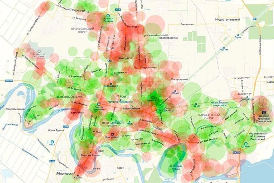 Карта краснодара прикубанский округ