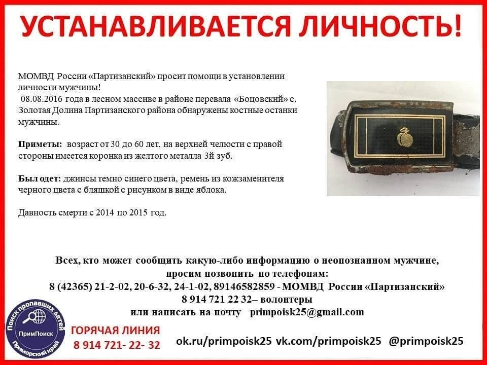 Волонтеры просят о помощи в установлении личности двух мужчин. Фото: Примпоиск.