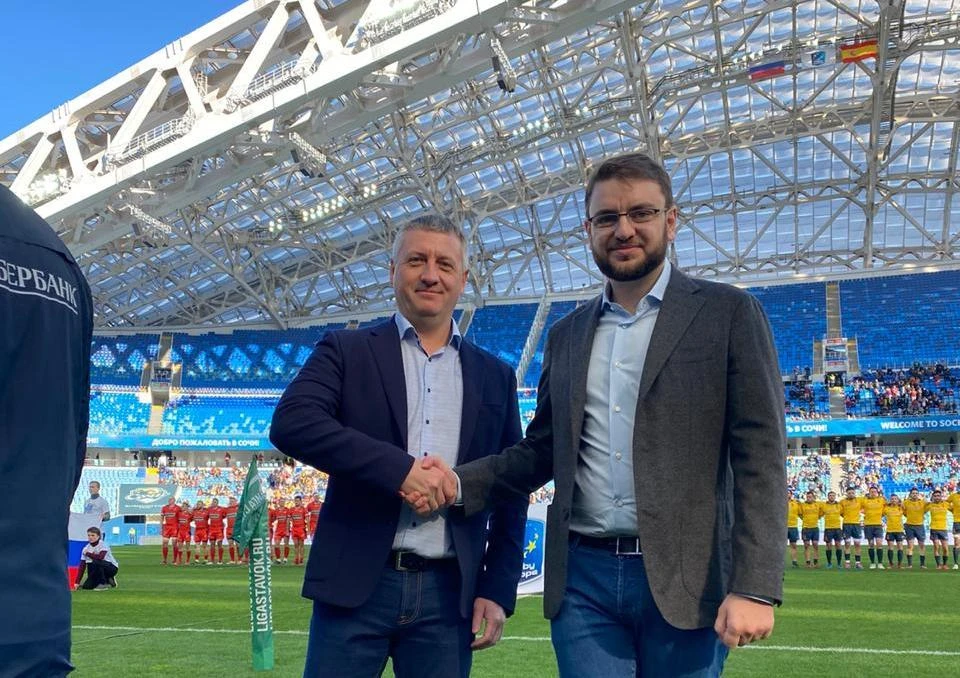 Денис Волков (слева) побывал на игре сборной по регби