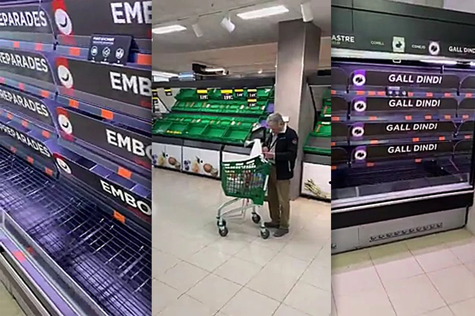 На прилавках крупнейшей в Испании сети супермаркетов шаром покати Фото: Павел Смирнов