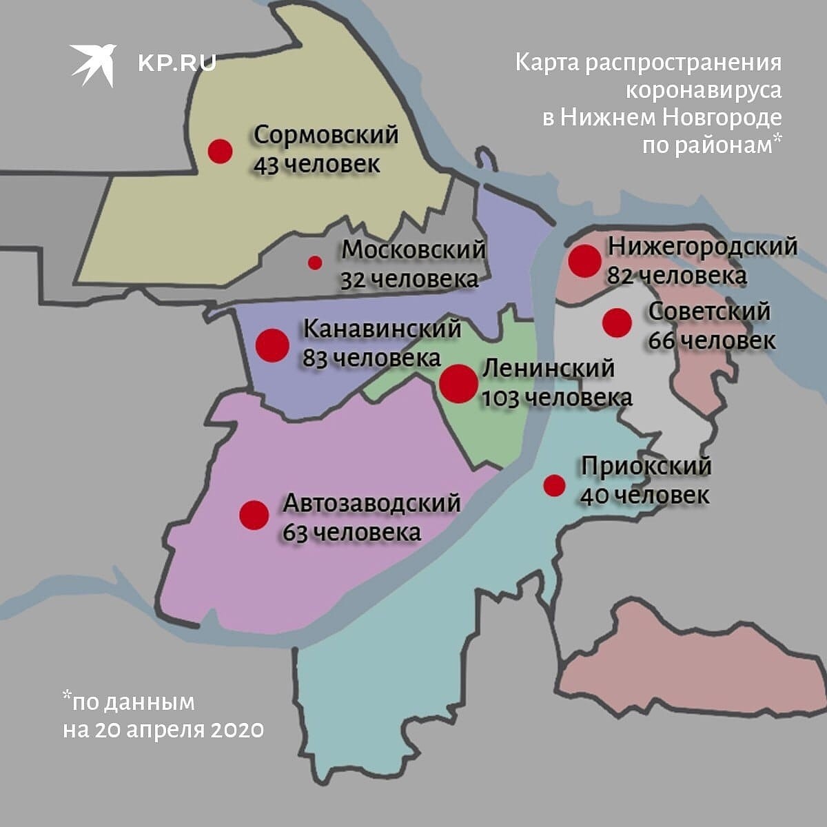 Карта распространения коронавируса в Нижнем Новгороде: какие районы города  лидируют по количеству заболевших - KP.RU