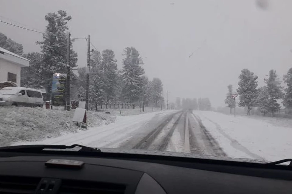 Снег на алтае сегодня фото выпал