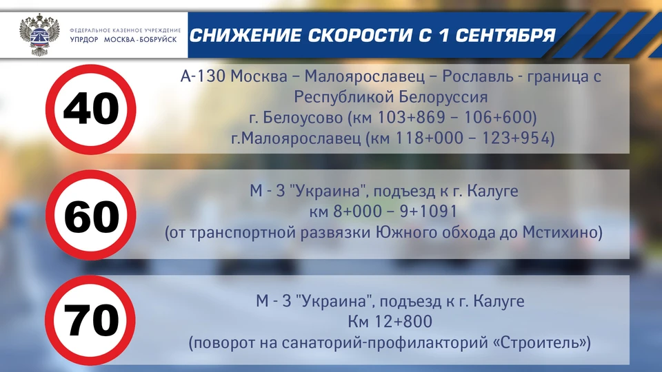 В Калужской области на двух трассах уменьшится разрешенная скорость.