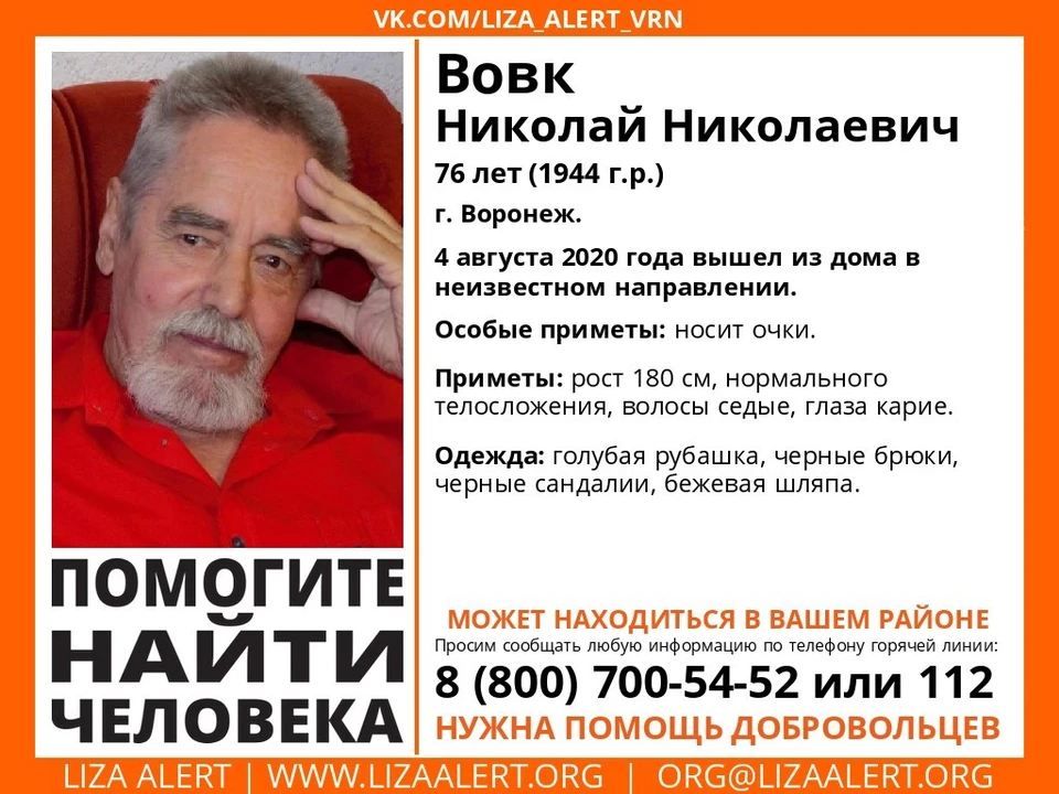 Ориентировка предоставлена Поисковым отрядом "Лиза Алерт".