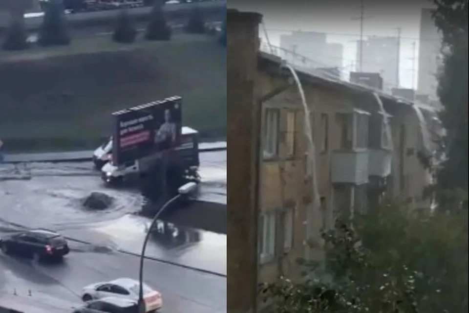 Новосибирцы выкладывают в сеть видео с последствиями сильного ливня. Фото: Кадр из видео