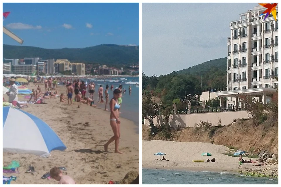 Пляж Солнечного берега (слева) и закрытый пляж ВИП-отеля. Видите разницу?