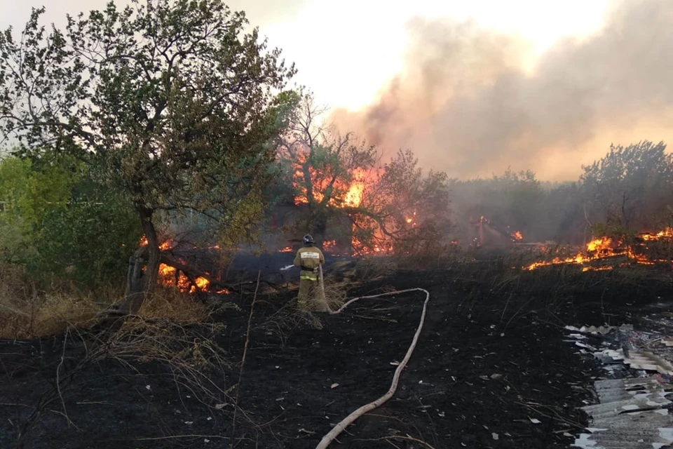 Природные пожары полыхают в четырех районах донского региона. Фото: ГУ МЧС по Ростовской области.
