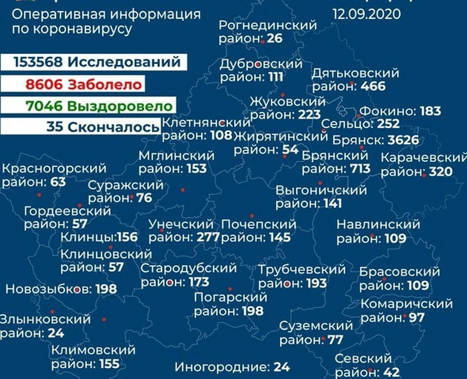 Больше всего новых случаев заболевания обнаружили в Брянске, здесь заразились 12 горожан. В Брянском районе заболели 8 жителей.