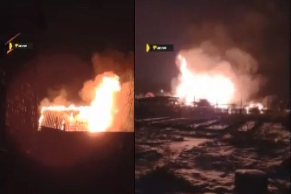 Под Новосибирском произошел пожар в частном доме. Фото: Кадр из видео