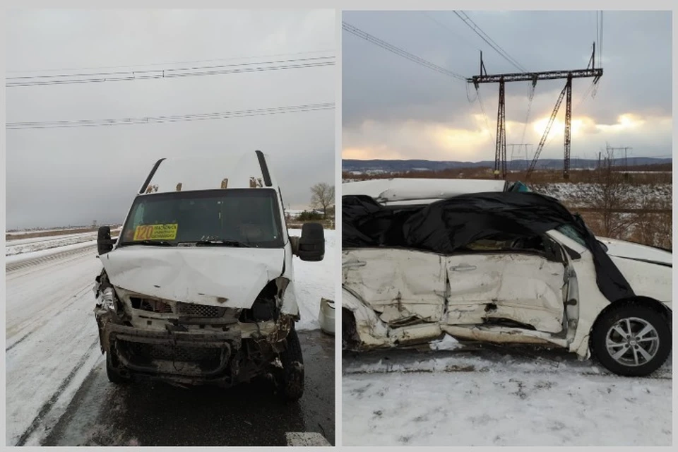 Водитель автомобиля Toyota Corolla, двигаясь в сторону Красноярска, неожиданно выехал на полосу встречного движения. Фото: ГУ МВД России по Красноярскому краю.