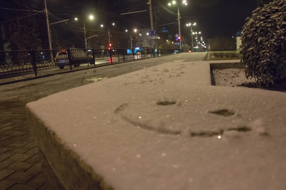 Первый снег в Донецке 2020