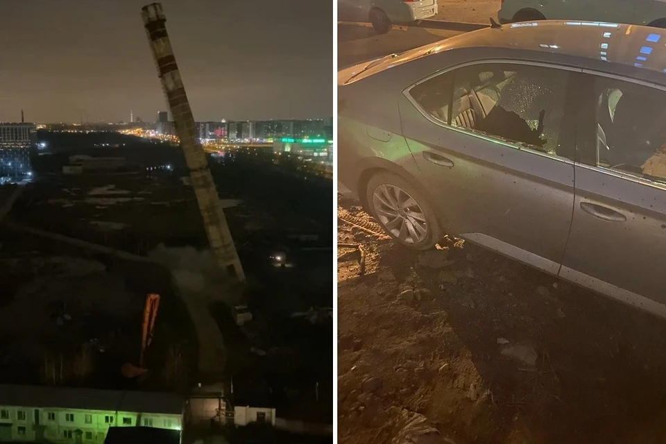 Огромную трубу "уронили" ночью в Невском районе. Фото: vk.com/spb_today