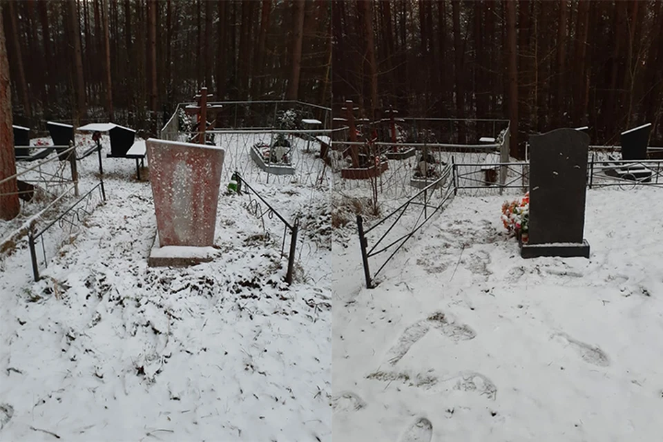 Неизвестные сняли оградки с могил Фото: VK/"ТИА Новости Твери и Тверской области"
