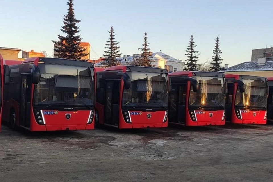 Новые красные автобусы