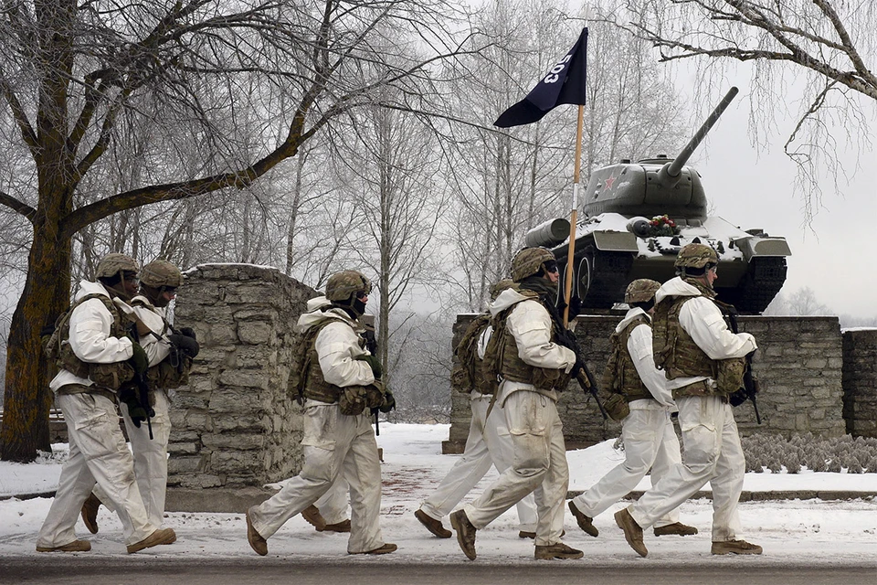 Американские пехотинцы во время учений НАТО в Эстонии, зима 2017 г.