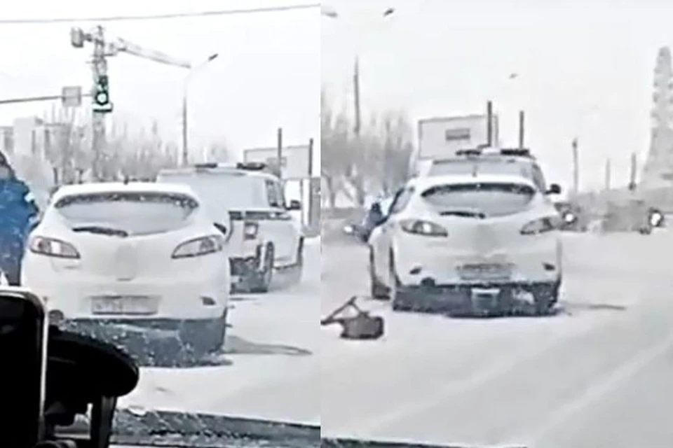Днем 31 декабря в Октябрьском районе Новосибирска произошло ДТП. Фото: Кадр из видео
