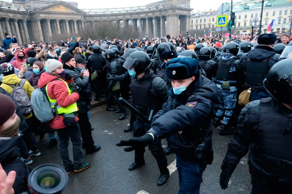Несанкционированный митинг 23 января 2021 года в Петербурге.