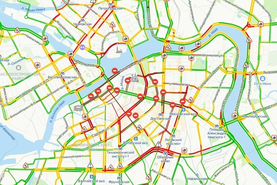 Перекрытия спб сегодня карта