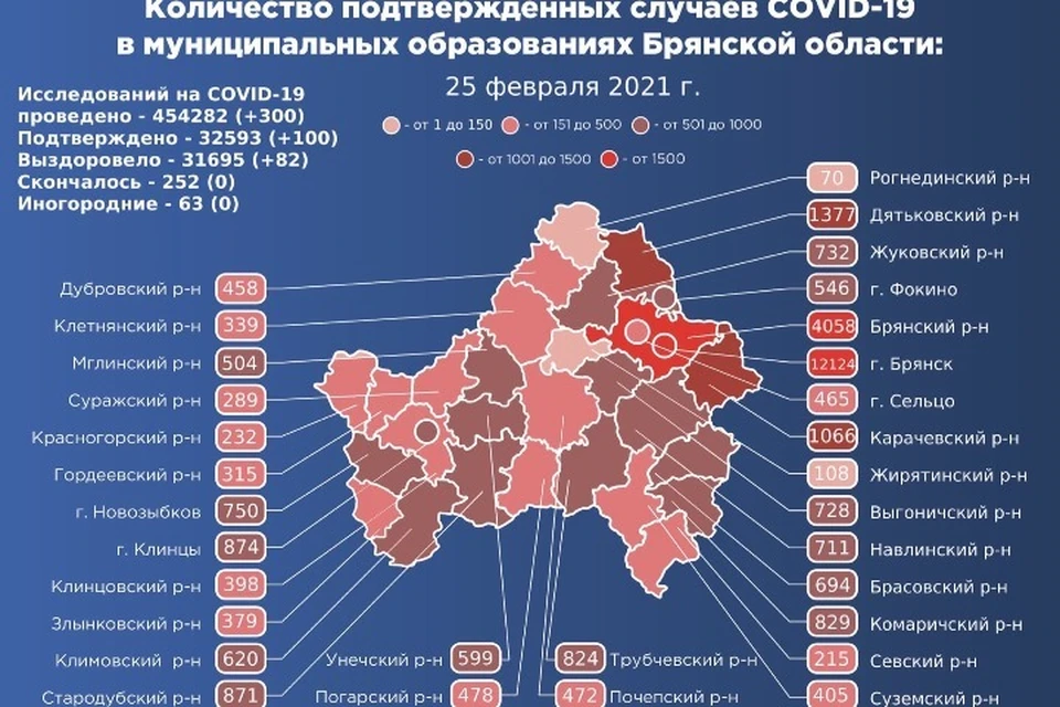 В Брянской области коронавирус за сутки выявили в 22 муниципалитетах. Фото: пресс-служба правительства Брянской области.