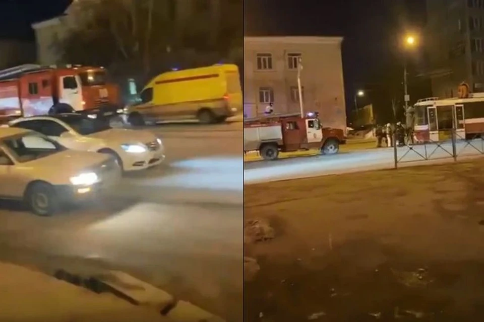 Вечером 1 апреля в Кировском районе Новосибирска загорелся трамвай. Фото: Кадр из видео