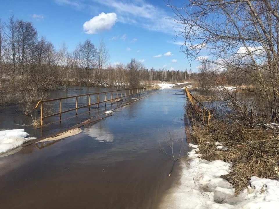 Затопление низководного автомобильного моста в г.о. Навашинский.
