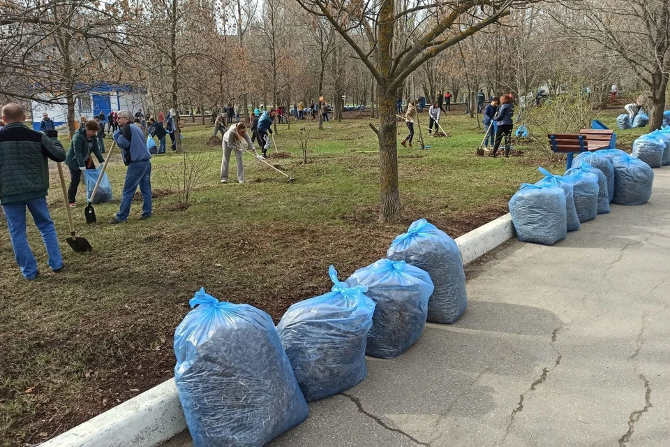 Сотни добровольцев собирали мусор в сквере Победы
