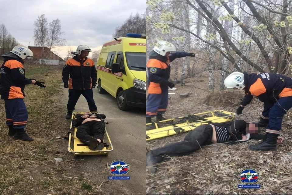 Новосибирцев напугал мужчина, неподвижно лежащий в овраге. Фото: служба спасения МАСС.
