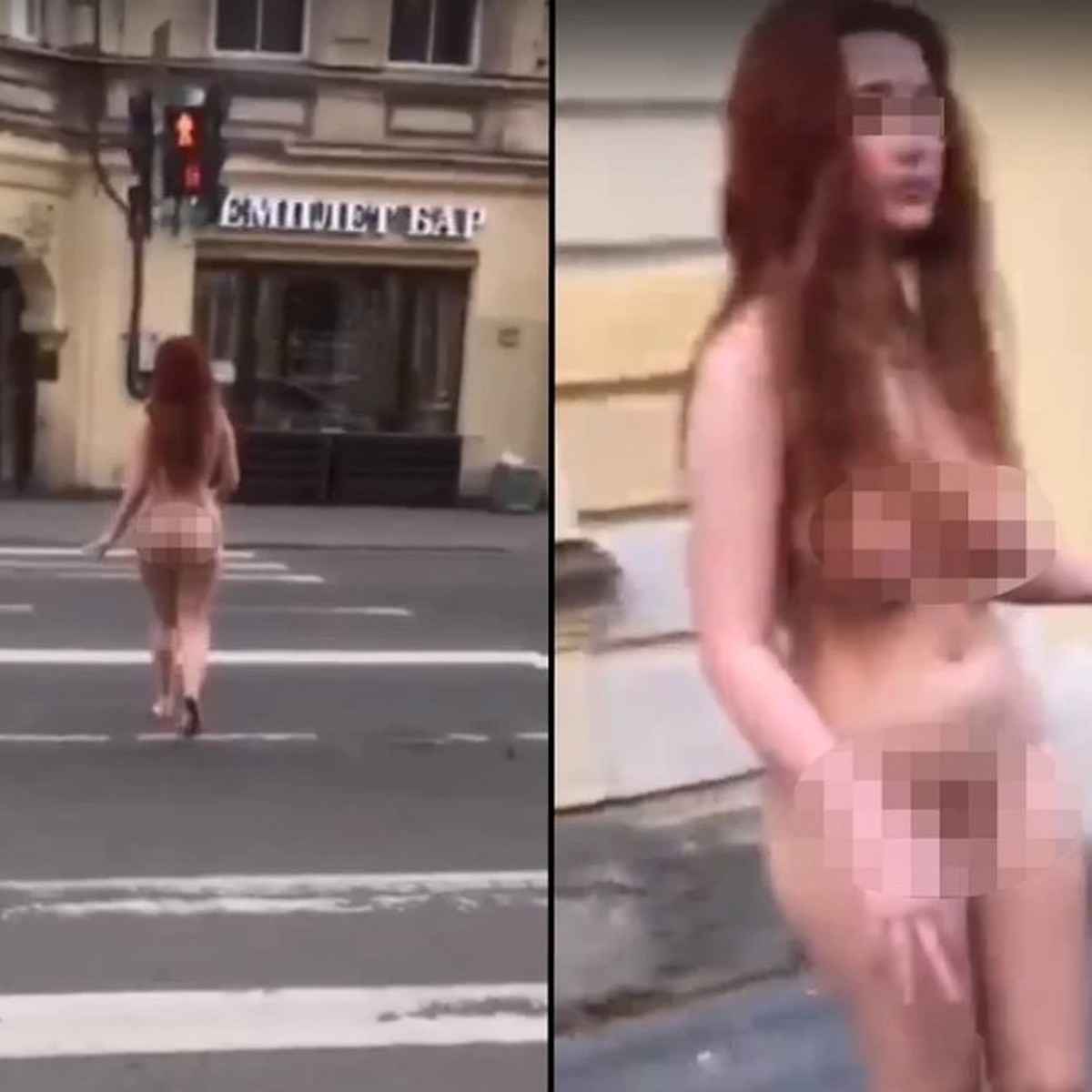 Голая девушка гуляет по Санкт-Петербургу фото