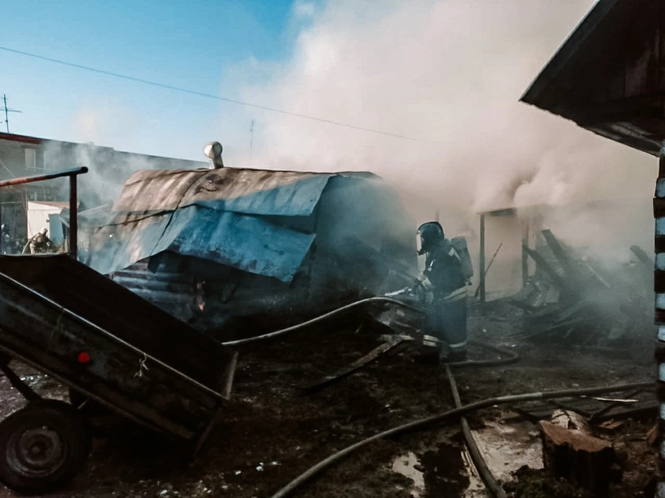 Пожарным удалось отстоять жилой дом, но 7 надворных построек сгорели Фото: пресс-служба ГУ МЧС по Удмуртии
