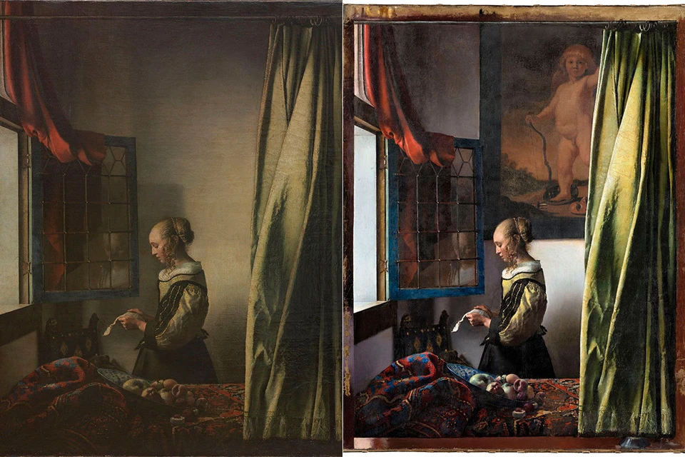 Еще в конце 1970-х эксперты из Картинной галереи старых мастеров заметили, что фрагмент стены справа от девушки замазан краской. Фото: SKD