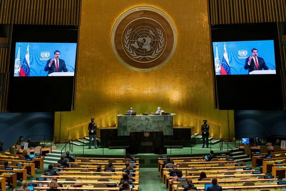 Президент Венесуэлы Николас Мадуро выступил перед участниками Генеральной Ассамблеи ООН по видеосвязи из Каракаса