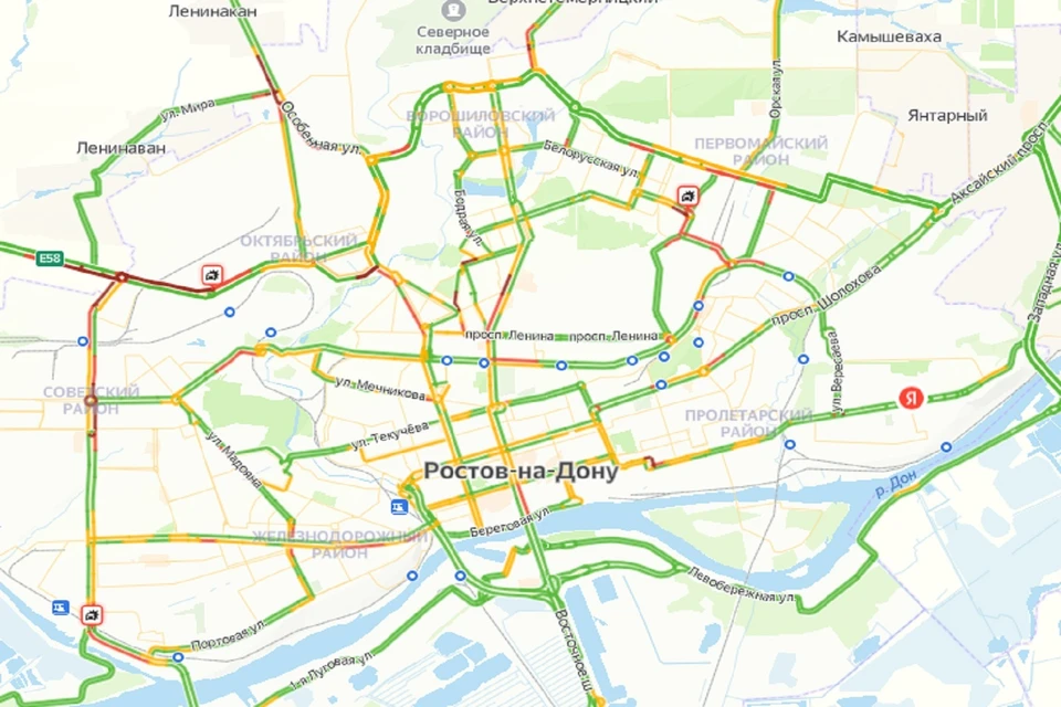 Утренние пробки в Ростове