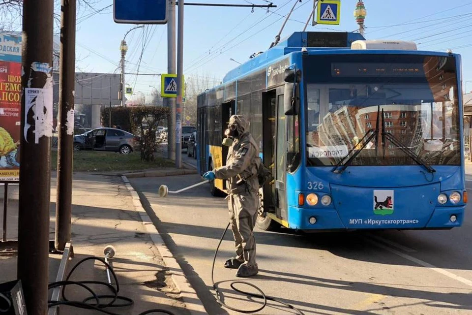 Дезинфекцию остановок и общественного транспорта возобновили в Иркутске. Фото: администрация Иркутска