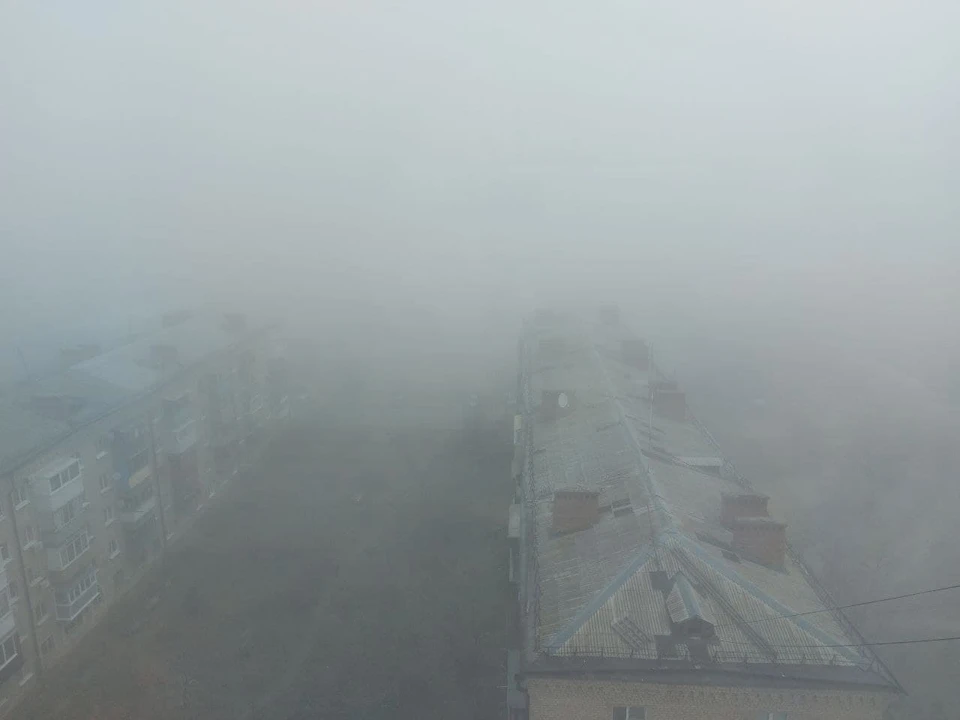 Сильный туман в Краснооктябрьском районе.