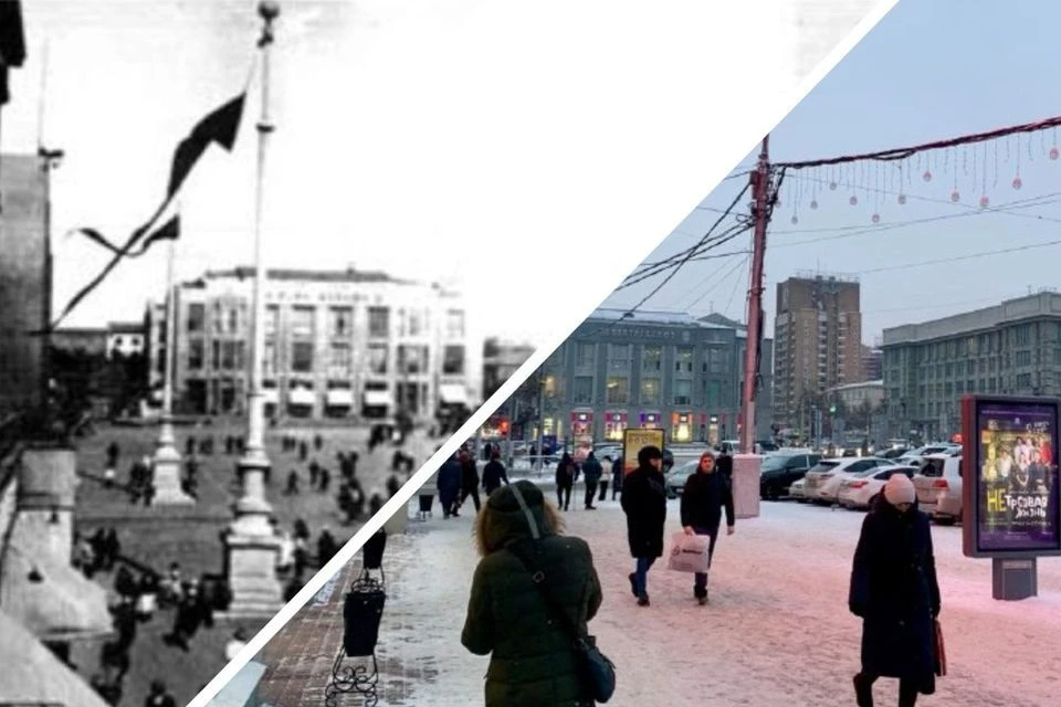 Почти век назад центр города выглядел иначе, однако знакомые нам здания стояли уже тогда. Фото: Музей Новосибирска/Никита СКВОРЦОВ.