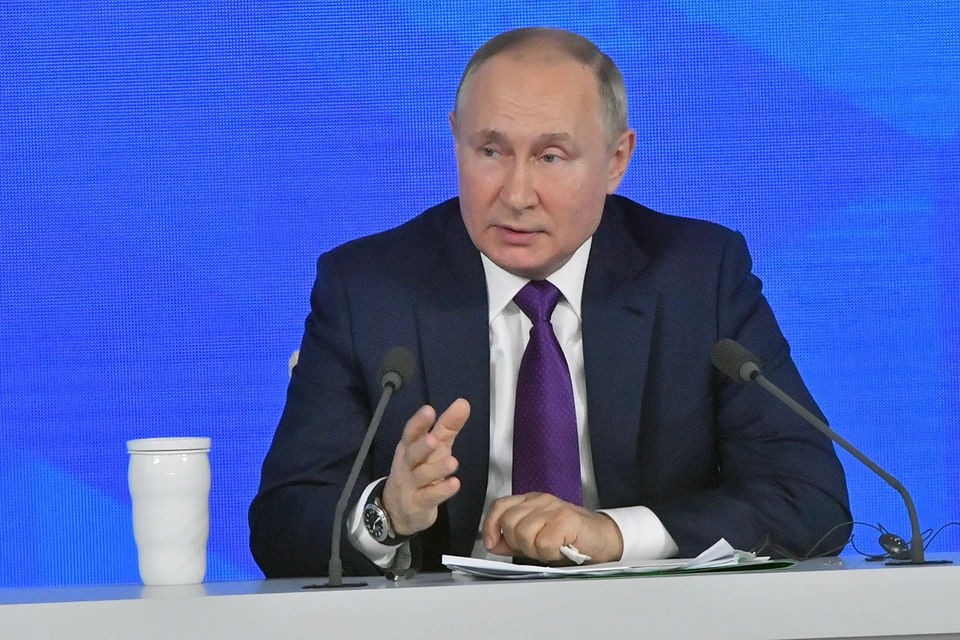 Президент России Владимир Путин во время Большой итоговой пресс-конференции.