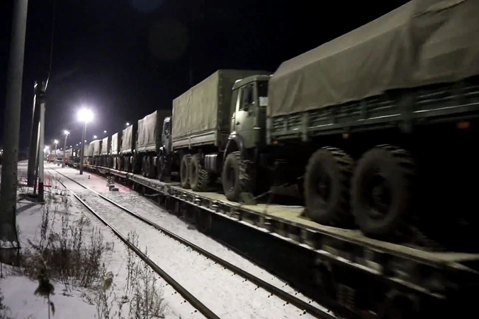 Еще один эшелон российских военных движется в Беларусь из Амурской области. Фото: стоп-кадр | видео Минобороны России