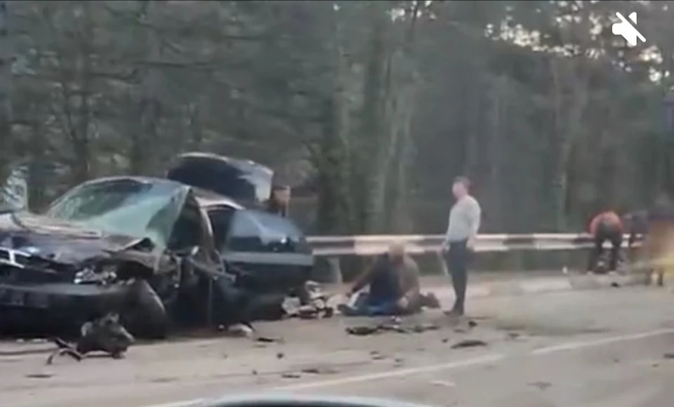 Авария произошла на ЮБК, Фото: кадр видео Автопартнер Крым Севастополь ДТП/VK