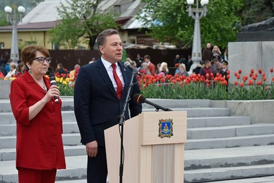 Президент польского города Конина Петр Корытовски в Брянске на праздновании Дня Победы в 2019 году.