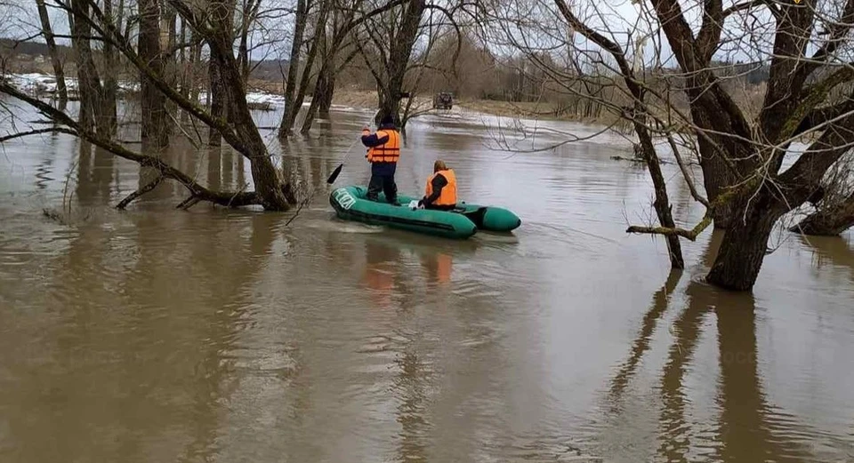 Водой подтоплено низководное сооружение через реку Лужа в поселке Игнатевское.