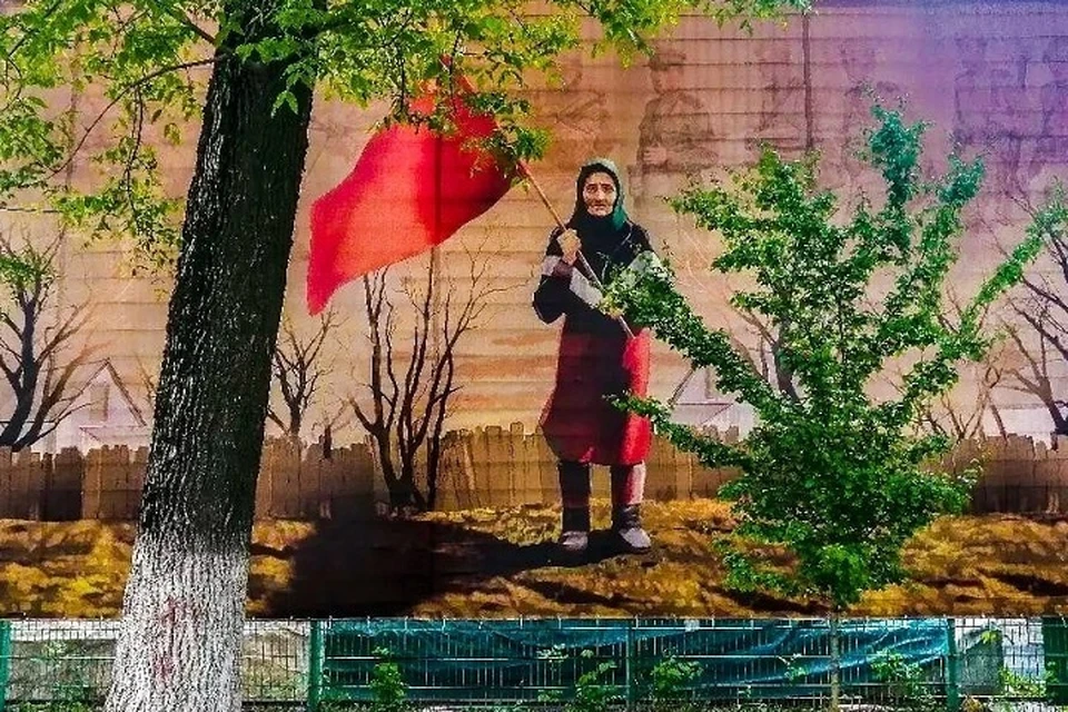 Пожилая женщина со Знаменем Победы стала одним из символов специальной военной операции. Фото: соцсети