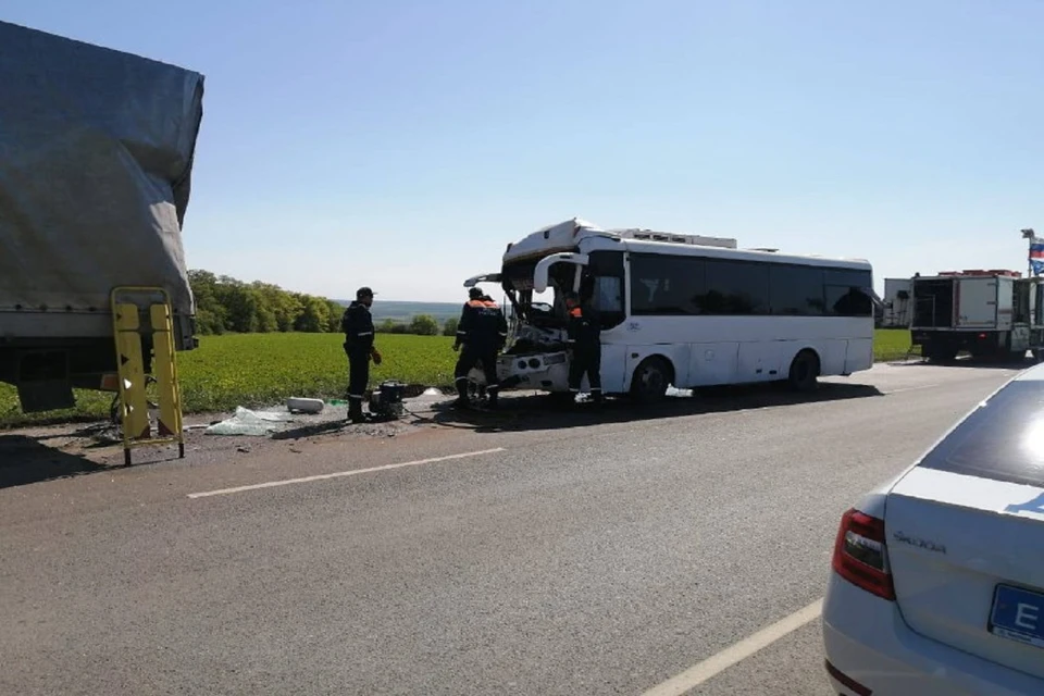 В Ростовской области произошла авария с участием микроавтобуса. Фото: ГУ МЧС по РО.