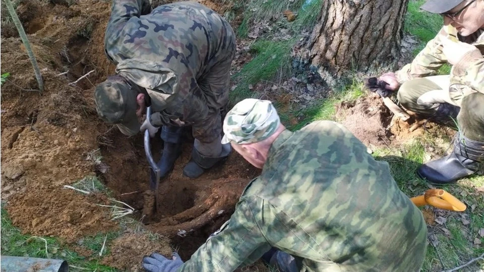 Фото: останки солдата обнаружили участники поискового отряда «Невский рубеж»